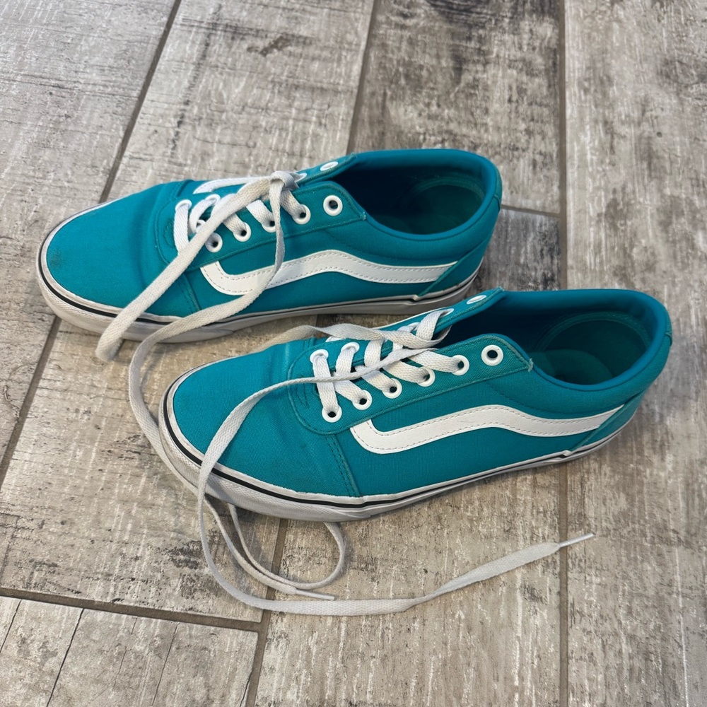 Vans Aqua and White Sneakers - Size 8.5